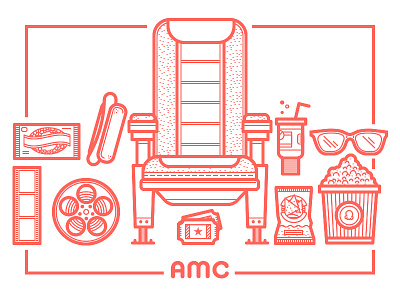 AMC Theater exploration amc film flat food icon illustration movie theater tickets