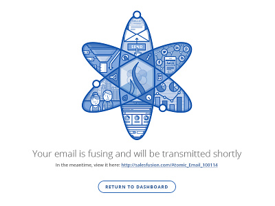 Transmitting email... atom badge button email illustration marketing open sans science ui web design