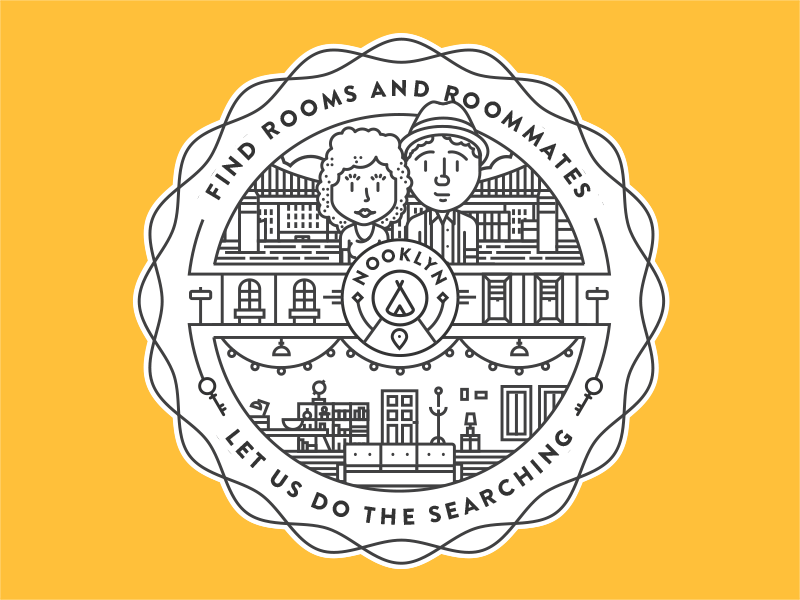 Nooklyn Stickers badge buildings illustration line seal sticker