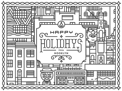 Nooklyn Holiday Card brooklyn card holiday illustration line print typography