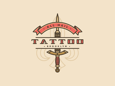 All Hail Tattoo banner domus flur de lis logo royal sword tattoo vintage
