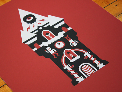Tarot: Tower abstract castle illustration negative occult photo print symbol tarot