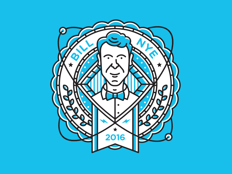 Vote Nye 2016 badge bill nye head line logo science seal vote