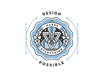 Design Makes Everything Possible 2 badge illustration line seal space symbol