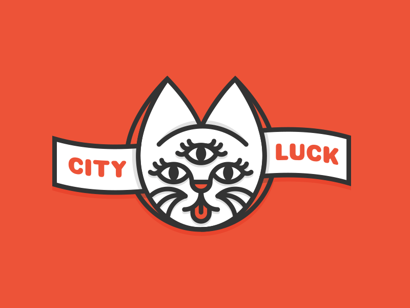 City Luck fortune cookies logo brand cat fortune cookie line logo