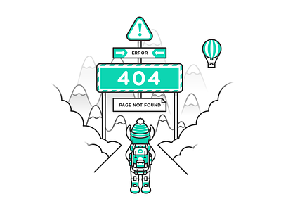 404 concept 404 clouds error gotham rounded illustration line mountains