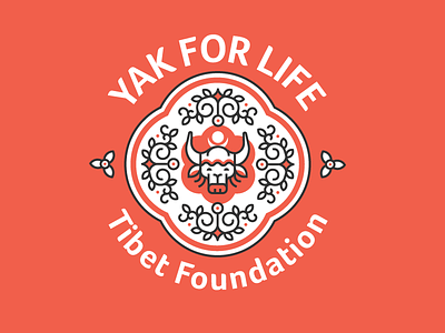Yak For Life badge floral foco line logo ornament seal yak