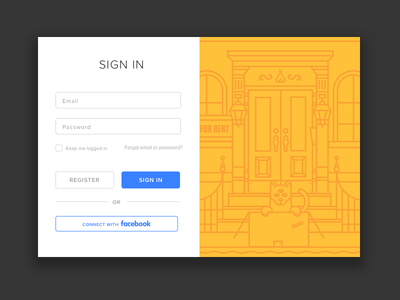 Sign In modal cat door illustration line login modal sign in ui welcome