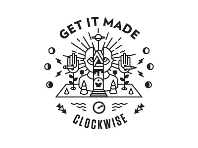 Get it Made - Clockwise Badge art badge creation illustration line magic moon process