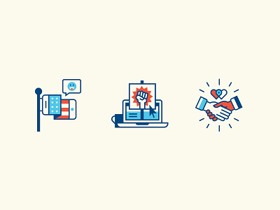 From Slack to Act device editorial icon illustration long fingers politics set