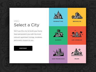 City Select city icon registration sign up ui web