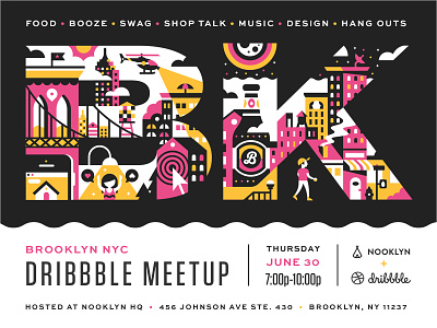 Brooklyn Dribbble Meetup Extravaganza event flyer illustration invite meetup poster typography