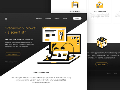 Paperwork Blows: Apply Online feature icons illustration landing page layout release web