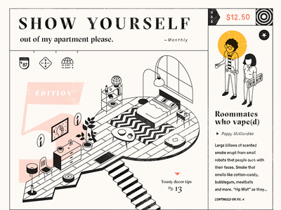 Show Yourself mag apartments cover isometric layout pressura room sectra vape vaping zine