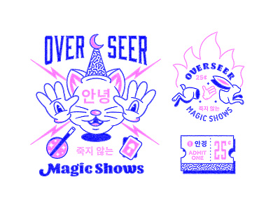Overseer Magic Shows badge branding illustration line logo magic