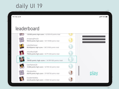 Daily UI 19 daily ui daily ui 19 leaderboard tablet design ui design