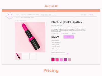 Daily UI 30 daily ui daily ui 30 daily ui challange lipstick makeup online store pricing store design web design