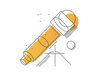 Telescope bright colors cartoon coloful dots flat fun illustration line space telescope