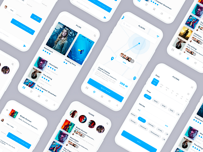 Team app app bright colors chat app cinema coloful design filters fun group map mobile team typography ui