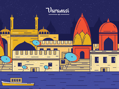 Varanasi - City Series design hyderabad illustration india inspiration kaashi mosque sadhu temples varanasi