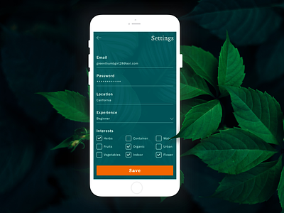 Daily UI : Settings daily ui mobile plants profile settings settings ui