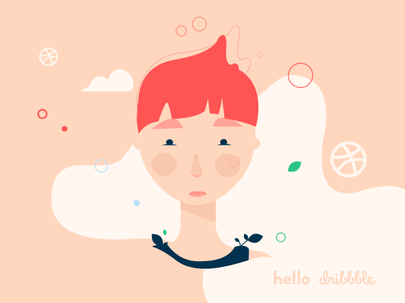 Hello Dribble! 2d animation character debute first shot flat girl hello illustration motion smile