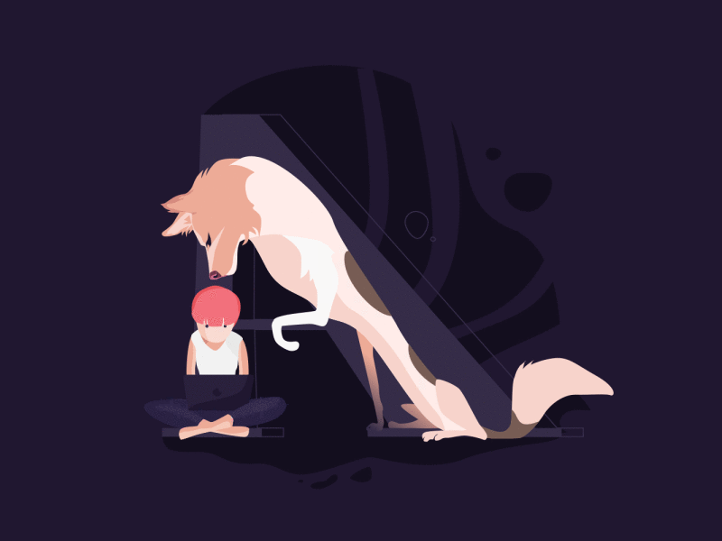 36 Days of Type - A 2d 36daysoftype 36daysoftype-a after effect animated animation dog gif illustration letter a loop motion vector wolf work