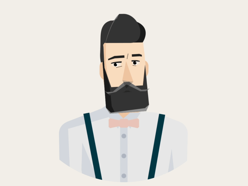 Gustaw Brand Hero 2d after effect animated avatar beard brand hero flat gif illustration man motion