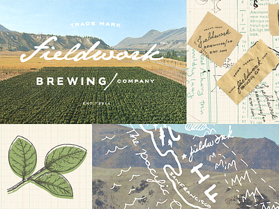 Concept for Fieldwork Brewing Co craft beer design handmade identity illustration logo rough rustic texture vintage