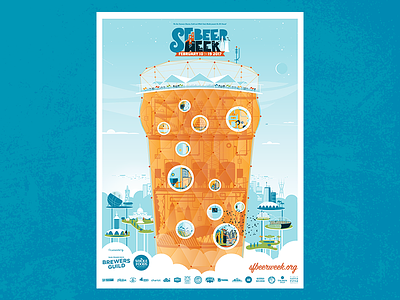 SF Beer Week 2017 Poster beer week bio dome craft beer design festival futuristic illustration modern print san francisco texture
