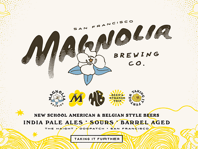 Magnolia Brewing Co. 60s 70s beer brand brewery craft identityl logo trippy vintage
