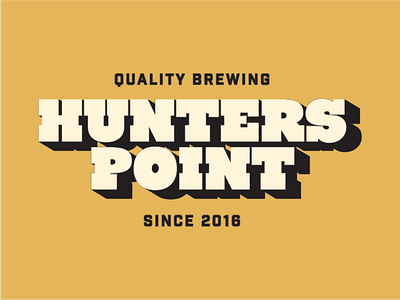 Hunters Point Brewing Logo 70s beer bold type craft beer dropshadow industrial logo logotype san francisc slab