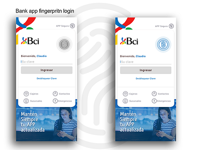 Fingerprint Bci app fingerprint login login mobile. ui ux