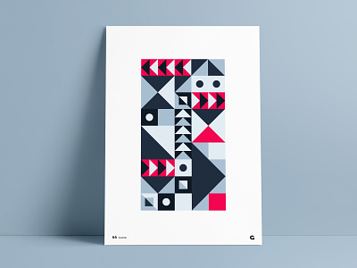 Geometric Red and Blue Blocks abstract blocks geometric geometry poster poster a day poster challenge poster design poster designer poster series print rectangle rectangular red and blue shapes squares stacking triangles triangular wall art