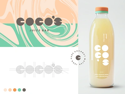 Coco's Brand Exploration agrib badge bottle brand design branding branding concept coco coconut custom exploration juice juice bar liquid logo logodesign orange green packaging texture visual identity wordmark