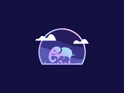 Sticker Mule Holographic Mother & Baby Elephant