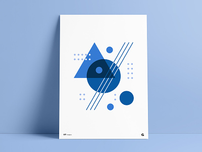 Blue Shades Geometric Poster Part II abstract abstraction agrib circles triangles circular clean simple complimentary design custom print dots geometric negative space overlapping overlay poster poster series print design print designer shades of blue shapes wall art