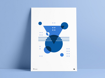 Blue Shades Geometric Poster Part III abstract art agrib blue and white blues circles circular geometric geometrical geometrical shapes negative space negativespace overlapping poster challenge poster design print shape elements simple design transparency triangles wall art