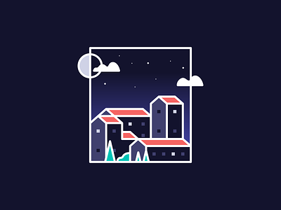 Nighttime Town Illustration