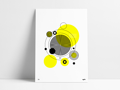 Black and Yellow AbGeo Poster abgeo abstract abstract poster abstract print agrib black and yellow circles circular geometric geometric poster geometric print hypnosis hypnotic poster designer poster series print design rings spheres striped wall art