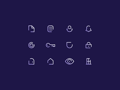 Home Security Micro Icon Set agrib branding clean simple custom icons gradient gradient icons home icon set icons illustrations key keypad line art line icons micro micro set protection safe safety security