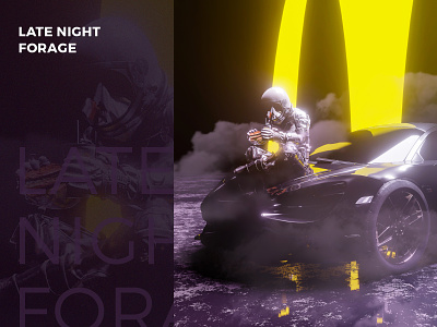 Late Night Forage agrib astronaut automobile blender blender3d burger car cheeseburger crypto crypto art eating eevee fast food hen hic et nunc nft outer space render rendering space man