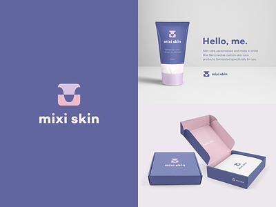 Mixi Skin Brand Exploration - Unused abstract agrib beauty box brand exploration branding care face wash identity letter m lettermark logo design m packaging pink product purple skin skincare wavy