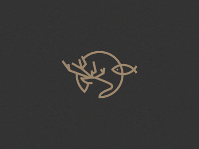 Hunting + Fishing Logo bow deer fish fishing hook hunting line logo outdoors