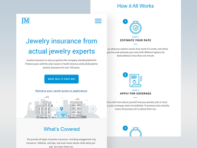 Jm Landing Page - Mobile design illustration insurance jewelry landing landing page mobile product ui ux web site website