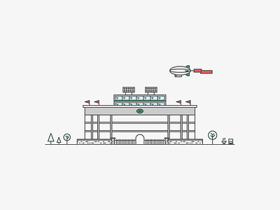 Football Stadium Illustration arena blimp football icon illustration landscape lights line line art lineart stadium vector