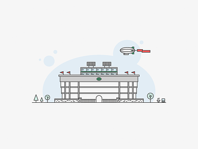 Football Stadium Illustration - Part 2 arena blimp football icon illustration landscape lights line line art lineart stadium vector