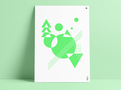 Green Abstract Poster abstract art circle color geometric green poster print retro shapes triangle vintage