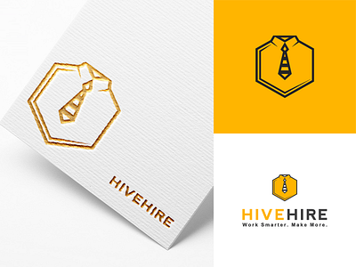 HiveHire Logo Design bee branding hire hive honey honeycomb icon logo logomark mark shirt tie