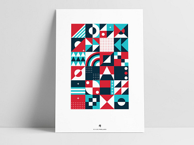 Abstract Squares Poster abstract art circle color geometric illustration poster print retro shape square triangle